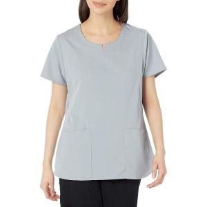 WonderWink Womens Women’s 4 Pocket Notch Neck Scrub Top(Grey)