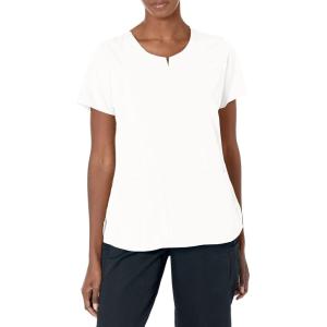 WonderWink Womens Women’s 4 Pocket Notch Neck Scrub Top(White)