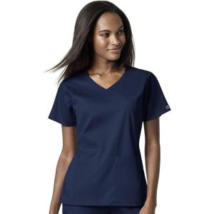 WonderWink Womens Women’s 4 Pocket Wrap Scrub Top(Navy)
