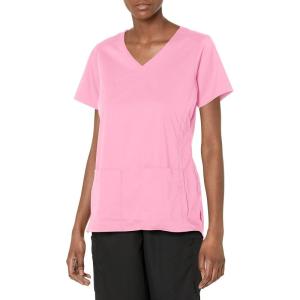 WonderWink Womens Women’s 4 Pocket Wrap Scrub Top(Pink Blossom)
