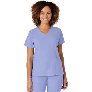 WonderWink Womens Women’s Mock Wrap Scrub Top(Ceil Blue)