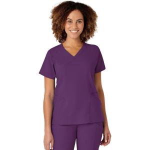 WonderWink Womens Women’s Mock Wrap Scrub Top(Eggplant)