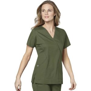 WonderWink Womens Women’s Mock Wrap Scrub Top(Olive)
