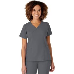 WonderWink Womens Women’s Mock Wrap Scrub Top(Pewter)