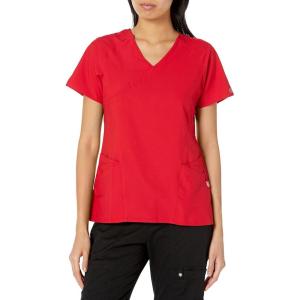 WonderWink Womens Women’s Mock Wrap Scrub Top(Red)