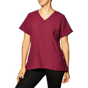 WonderWink Womens Women’s Mock Wrap Scrub Top(Wine)