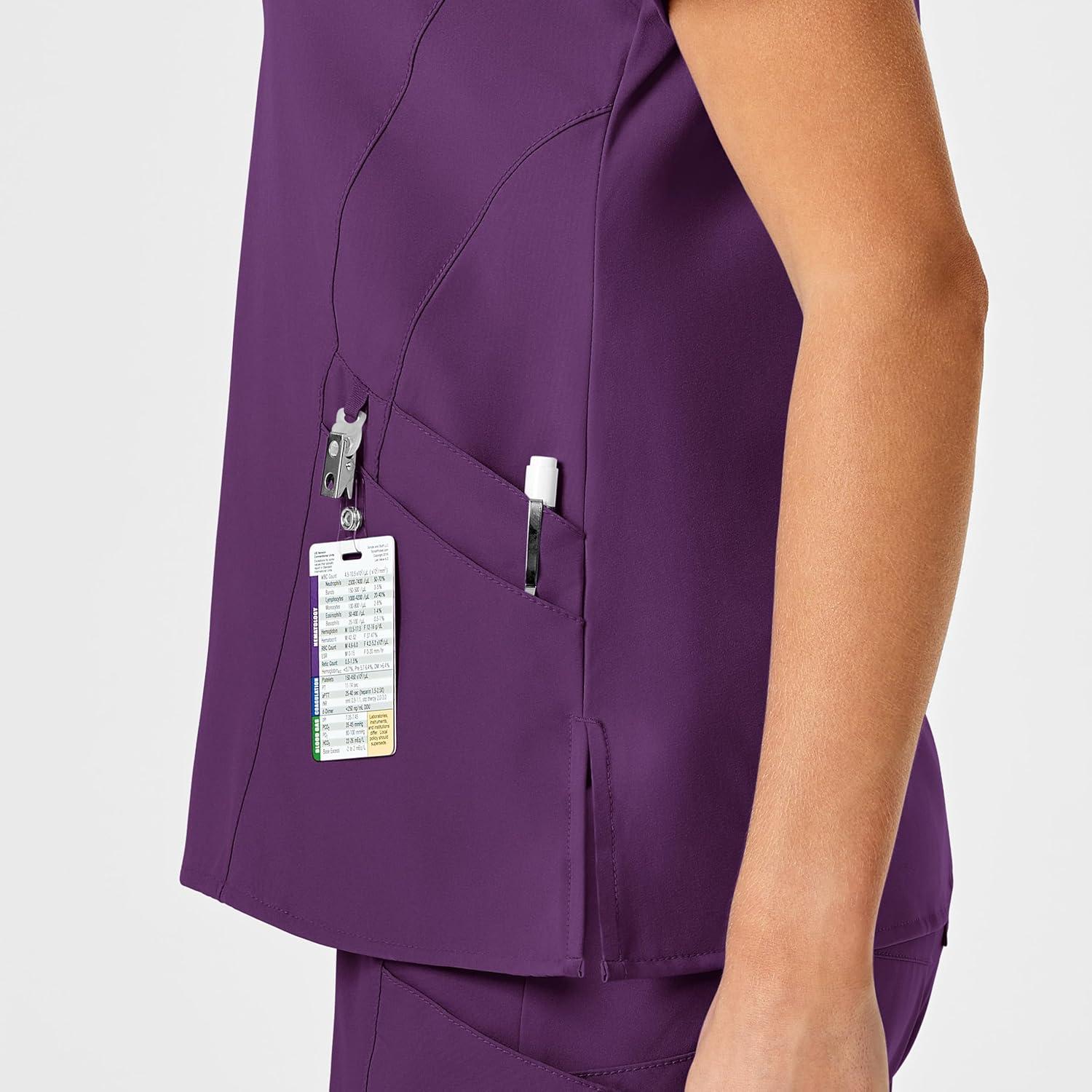 imageWink Scrubs for Women W123 Stylized VNeck Tops with 5 PocketsEggplant