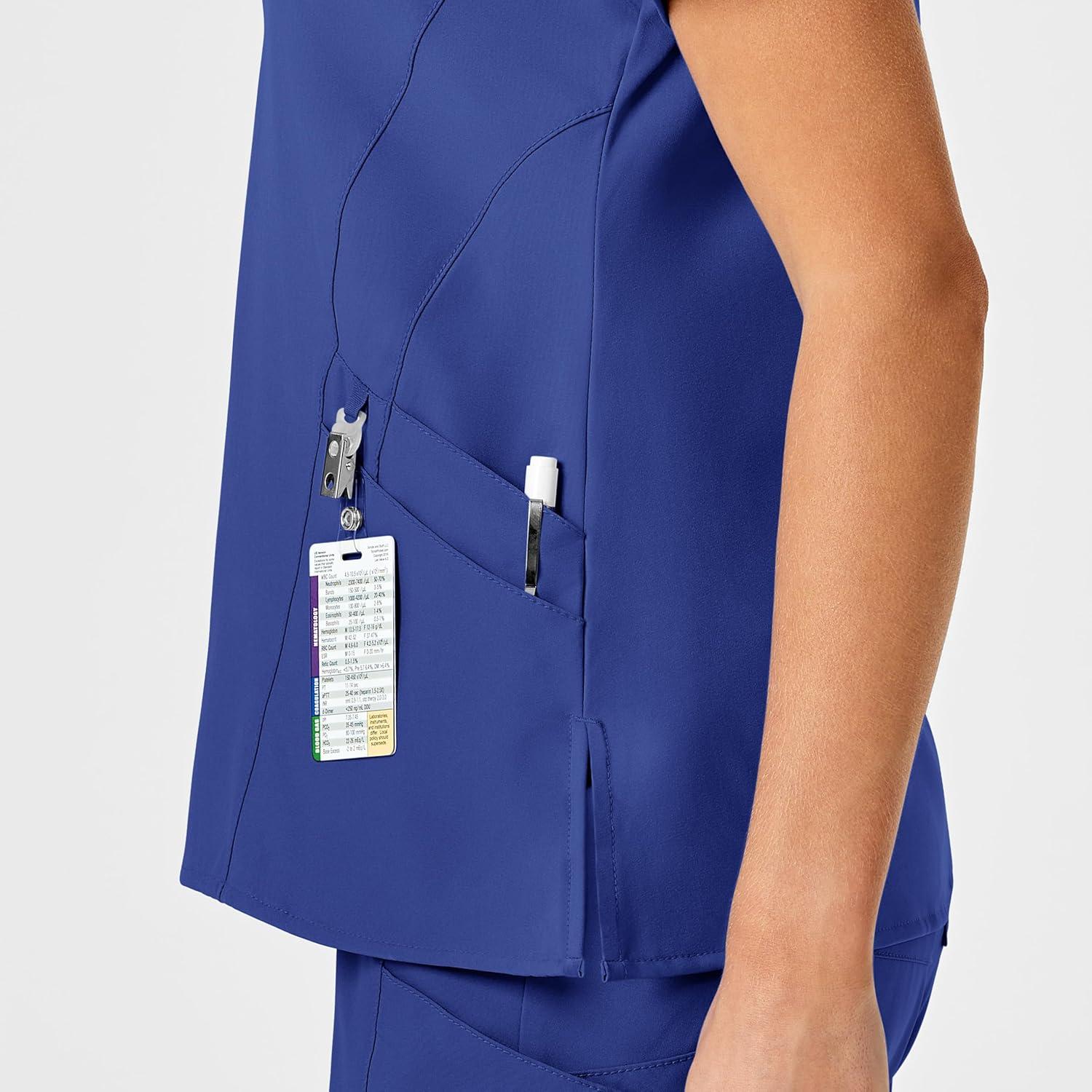 imageWink Scrubs for Women W123 Stylized VNeck Tops with 5 PocketsGalaxy Blue
