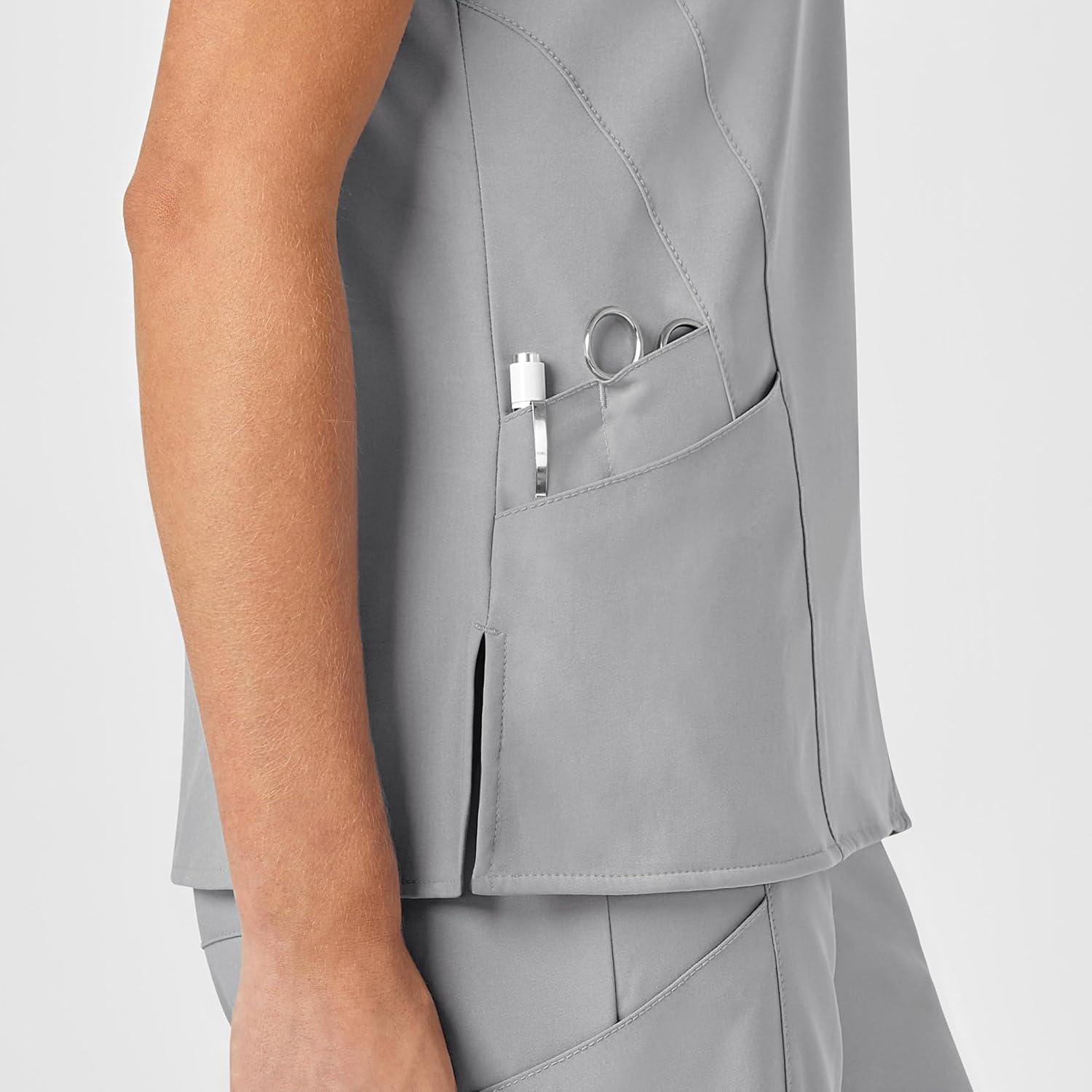 imageWink Scrubs for Women W123 Stylized VNeck Tops with 5 PocketsGrey