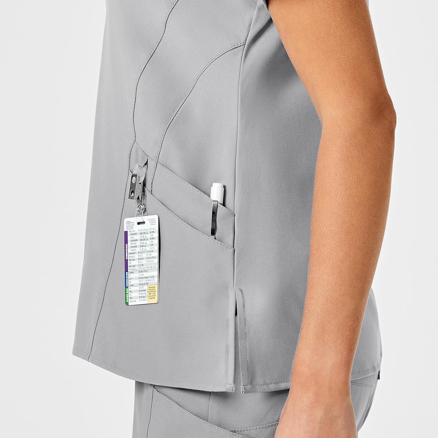 imageWink Scrubs for Women W123 Stylized VNeck Tops with 5 PocketsGrey
