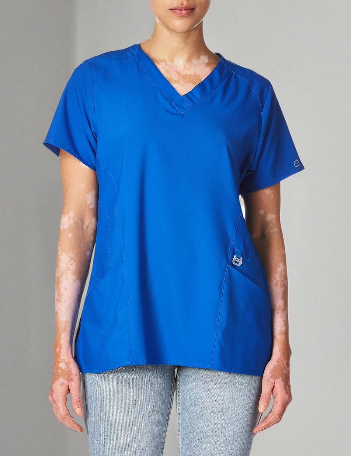 imageWink Scrubs for Women W123 Stylized VNeck Tops with 5 PocketsRoyal