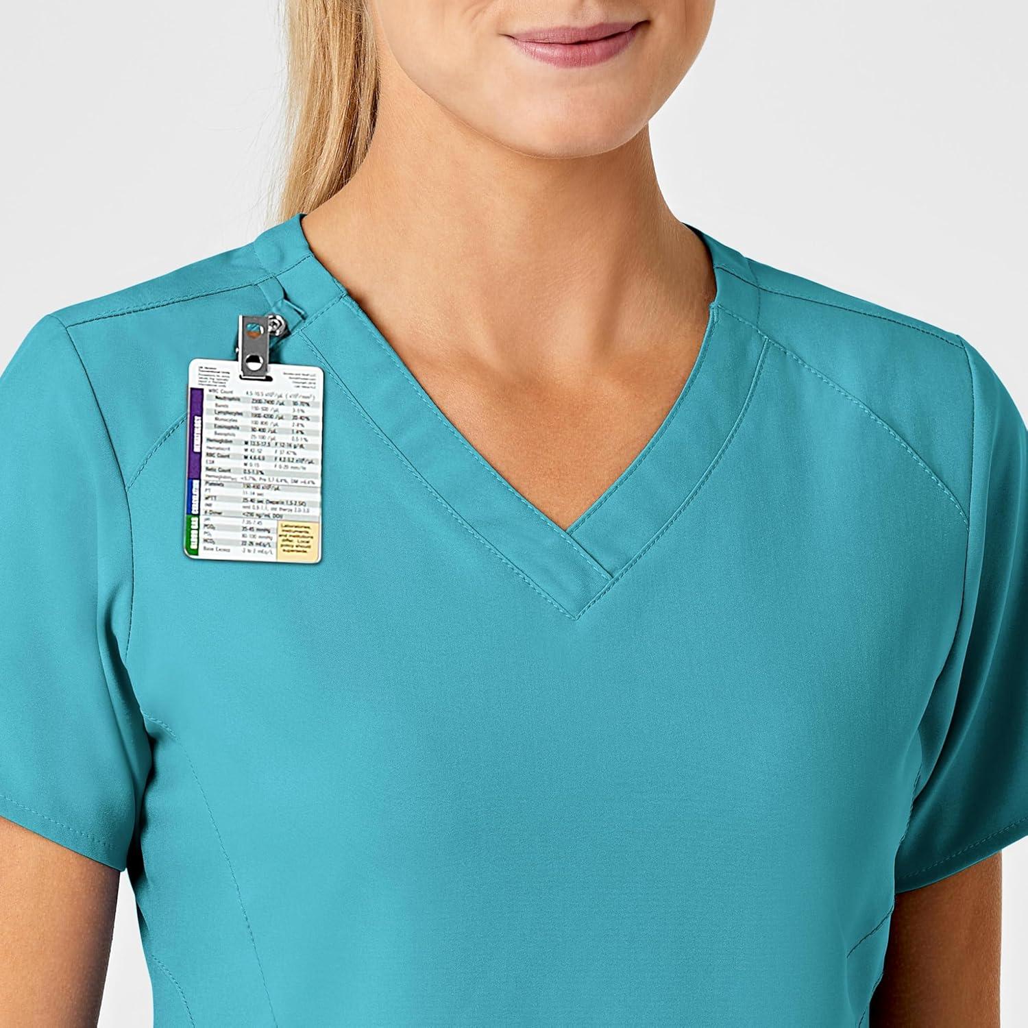 imageWink Scrubs for Women W123 Stylized VNeck Tops with 5 PocketsTeal Blue