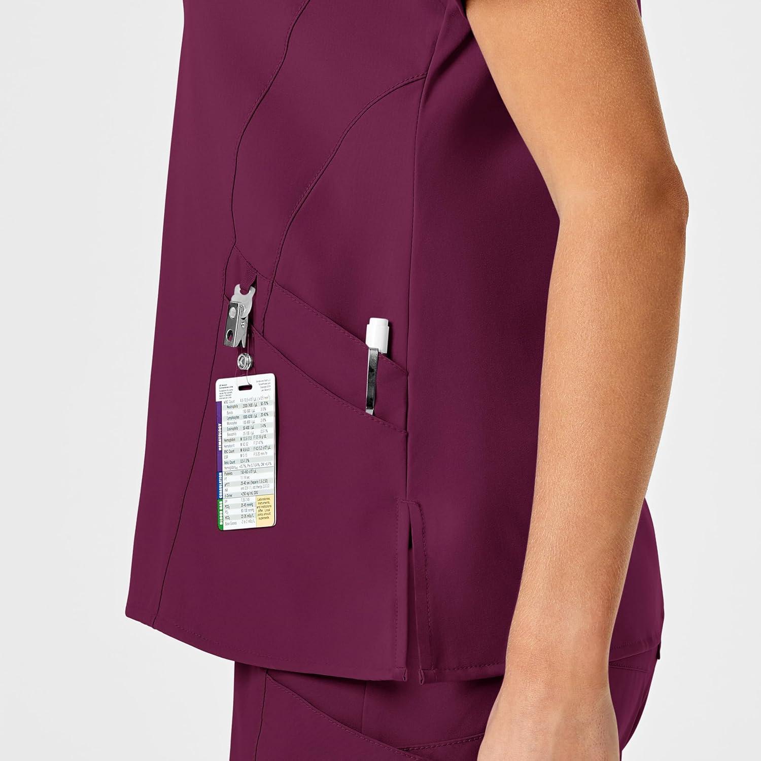 imageWink Scrubs for Women W123 Stylized VNeck Tops with 5 PocketsWine