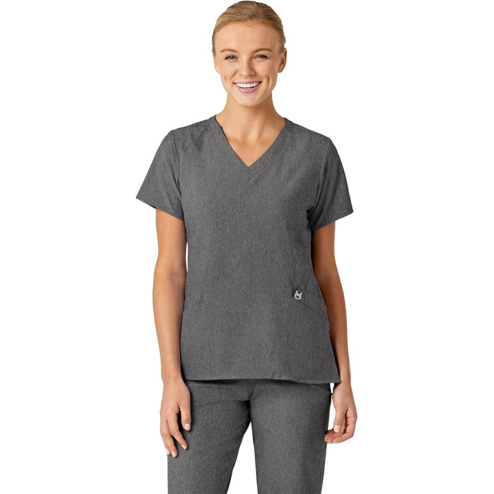 imageWink Scrubs for Women W123 Stylized VNeck Tops with 5 PocketsCharcoal Heather