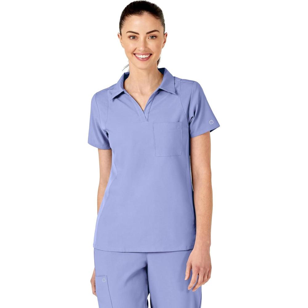 imageWonderWink Womens Collar TopCeil Blue