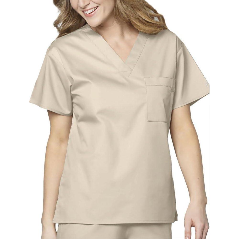 imageWonderWink Womens Unisex VNeck Top Medical Scrubs Shirt Khaki Medium US