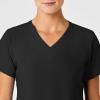 Wink Scrubs for Women, W123, Stylized V-Neck Tops with 5 Pockets(Black)