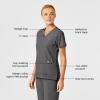 Wink Scrubs for Women, W123, Stylized V-Neck Tops with 5 Pockets(Charcoal Heather)