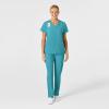 Wink Scrubs for Women, W123, Stylized V-Neck Tops with 5 Pockets(Teal Blue)