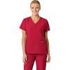 Wink Scrubs for Women, W123, Stylized V-Neck Tops with 5 Pockets(Red)