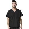 WonderWink Womens Unisex V-Neck Top Medical Scrubs Shirt, Black, Medium US