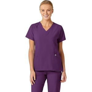 Wink Scrubs for Women, W123, Stylized V-Neck Tops with 5 Pockets(Eggplant)