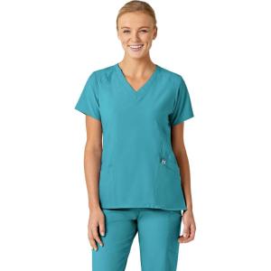 Wink Scrubs for Women, W123, Stylized V-Neck Tops with 5 Pockets(Teal Blue)