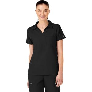 WonderWink Womens Collar Top(Black)