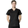 WonderWink Women’s Wonderflex Verity Scrub Top(Black Solid)