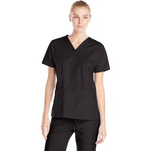 WonderWink Women’s Wonderflex Verity Scrub Top(Black Solid)