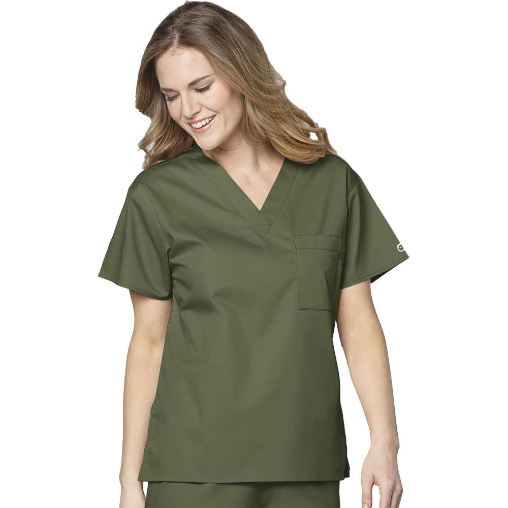 imageWonderWink UnisexAdult Unisex VNeck TopOlive