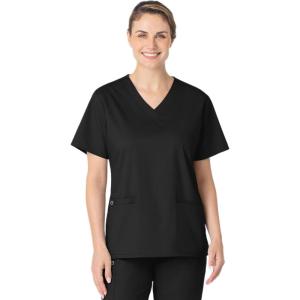 WonderWink Unisex-Adult Unisex V-Neck Top(Black)