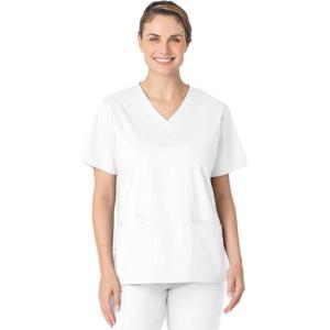 WonderWink Unisex-Adult Unisex V-Neck Top(White)