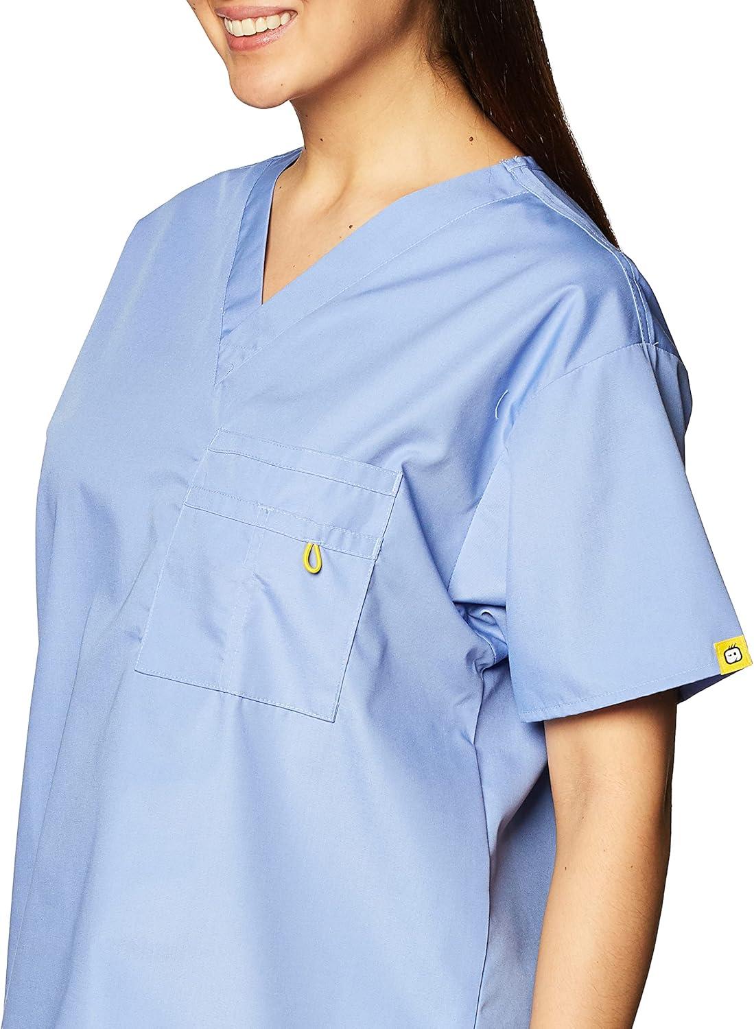 imageWonderWink Mens Big The Alpha Unisex VNeck Scrub TopCiel Blue