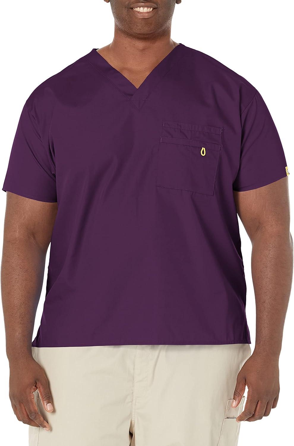 imageWonderWink Mens Big The Alpha Unisex VNeck Scrub TopEggplant