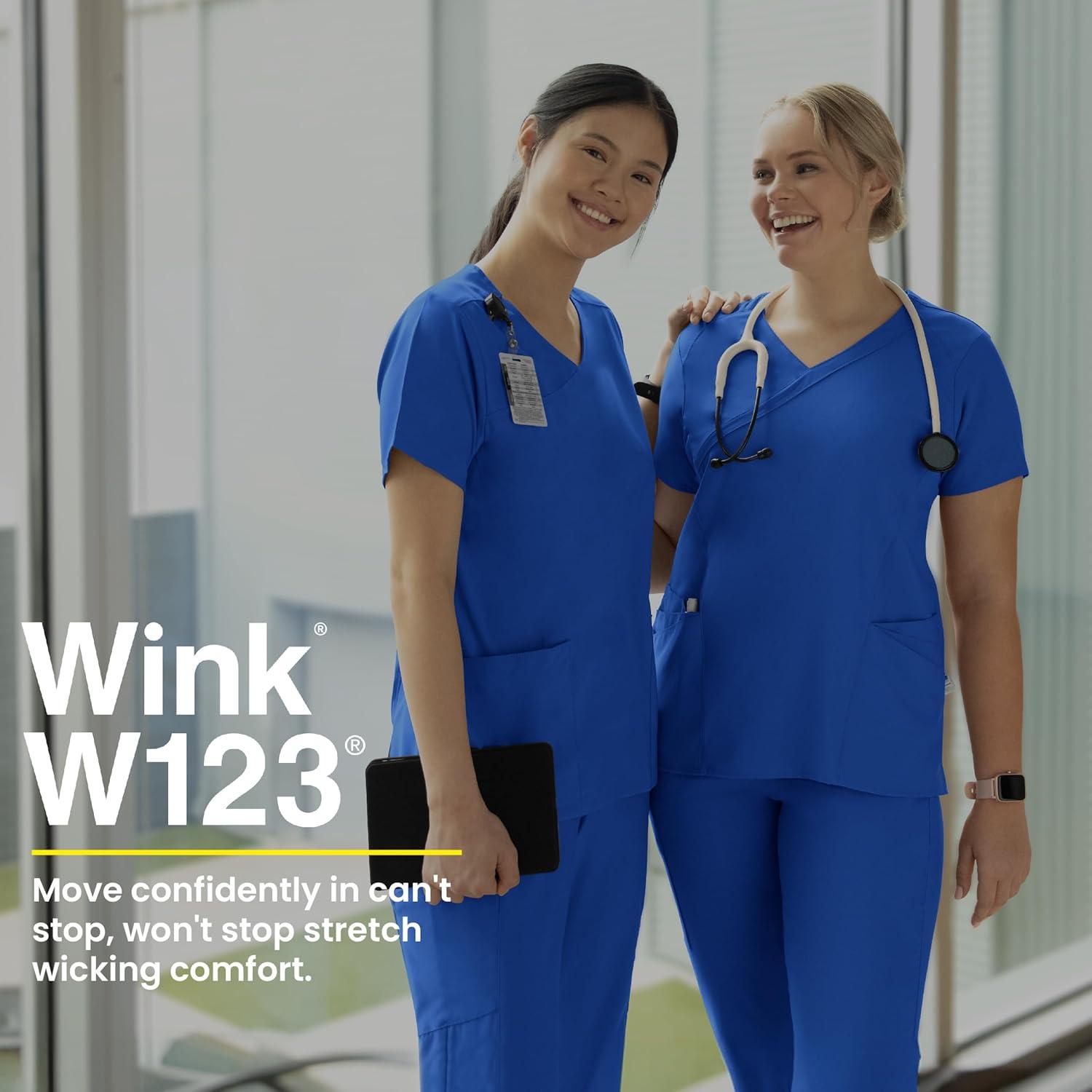 imageWonderWink W123 Womens Mock Wrap Scrub Top Teal Blue M