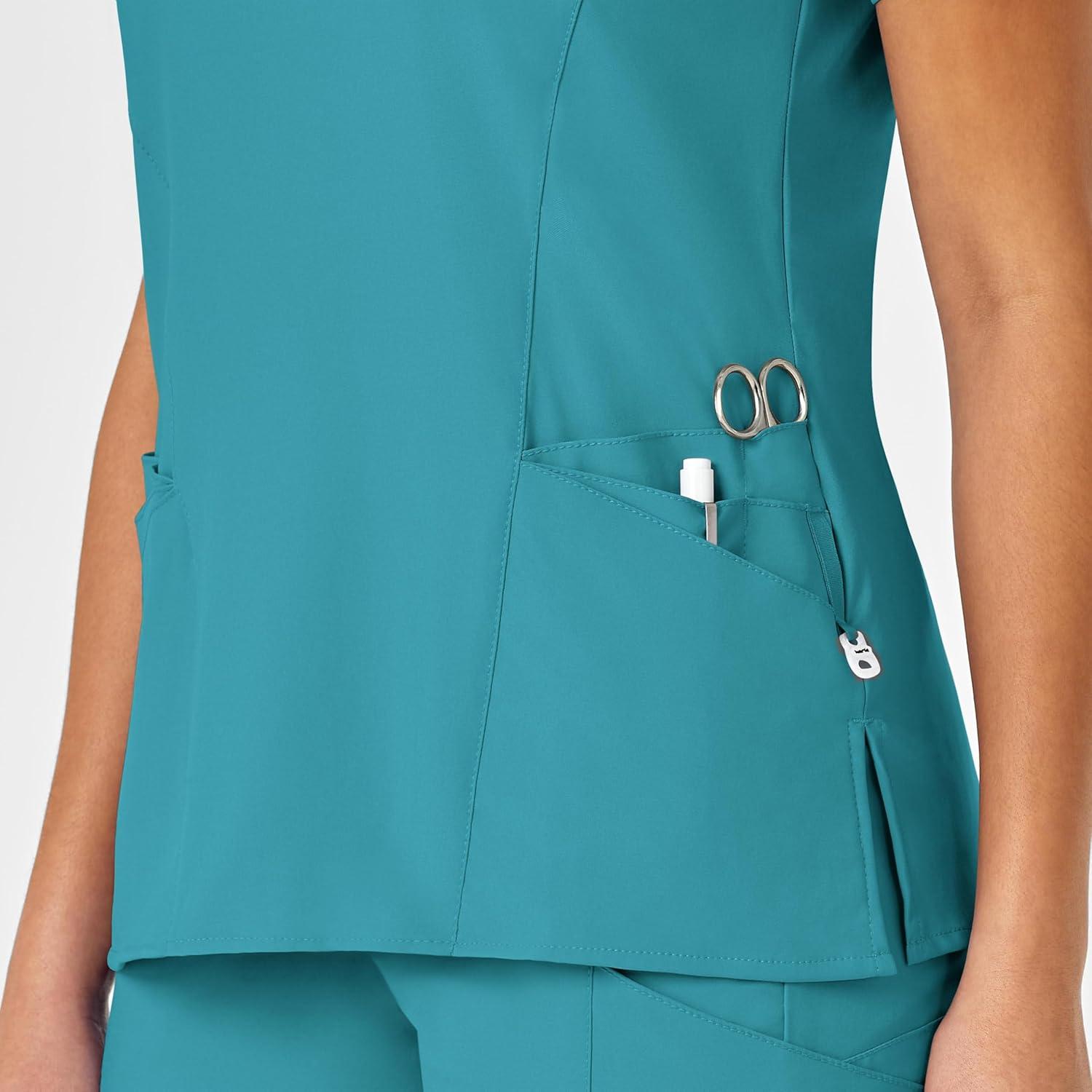 imageWonderWink W123 Womens Mock Wrap Scrub Top Teal Blue M