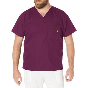 WonderWink Men’s Big The Alpha Unisex V-Neck Scrub Top(Wine)