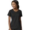 WonderWink PRO Women’s 4 Pocket Notch Neck Top & Knit Waist Cargo Pant Scrub Set + Badge Reel(Black)