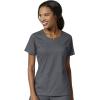 WonderWink PRO Women’s 4 Pocket Notch Neck Top & Knit Waist Cargo Pant Scrub Set + Badge Reel(Pewter)