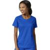 WonderWink PRO Women’s 4 Pocket Notch Neck Top & Knit Waist Cargo Pant Scrub Set + Badge Reel(Royal)