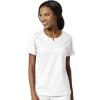 WonderWink PRO Women’s 4 Pocket Notch Neck Top & Knit Waist Cargo Pant Scrub Set + Badge Reel(White)