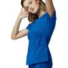 WonderWink PRO Women’s 4 Pocket Notch Neck Top & Knit Waist Cargo Pant Scrub Set + Badge Reel(White)