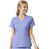 WonderWink Pro Women’s 4 Pocket V-Neck Top & Moderate Flare Leg Cargo Pant Scrub Set + Badge Reel(Ceil Blue)