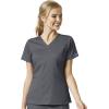 WonderWink Pro Women’s 4 Pocket V-Neck Top & Moderate Flare Leg Cargo Pant Scrub Set + Badge Reel(Pewter)