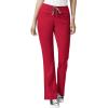 WonderWink Pro Women’s 4 Pocket V-Neck Top & Moderate Flare Leg Cargo Pant Scrub Set + Badge Reel(Red)