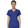 WonderWink W123 Women’s Mock Wrap Top & Flat Front Double Cargo Pant Scrub Set + Badge Reel(Galaxy Blue)
