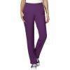 WonderWink W123 Women’s Stylized V-neck Top & Flat Front Double Cargo Pant Scrub Set + Badge Reel(Eggplant)