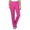 WonderWink W123 Women’s Stylized V-neck Top & Flat Front Double Cargo Pant Scrub Set + Badge Reel(Hot Pink)