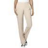 WonderWink W123 Women’s Stylized V-neck Top & Flat Front Double Cargo Pant Scrub Set + Badge Reel(Khaki)